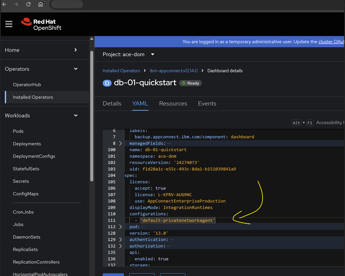 Attach the configuration to the Dashboard